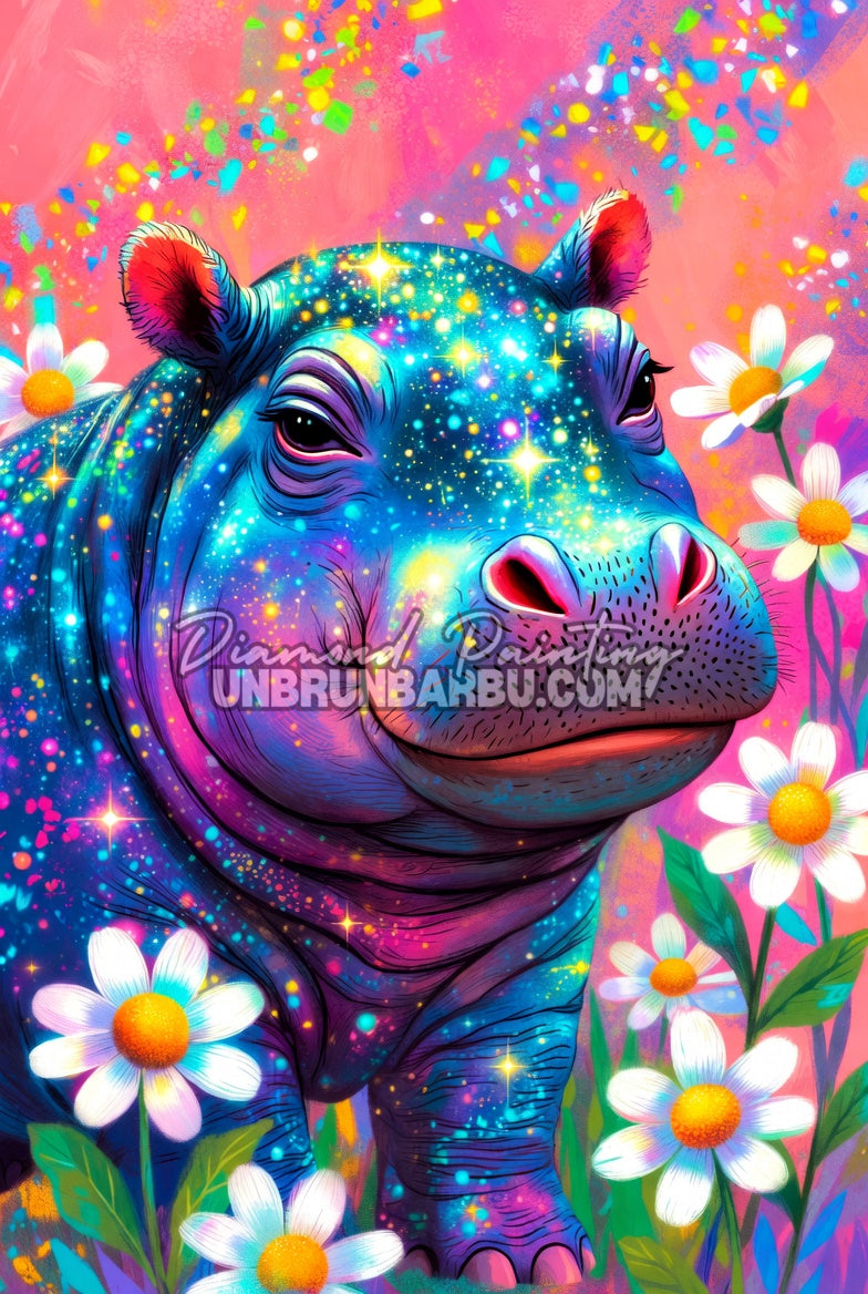 Diamond Painting - Hippopotame Rêve en Éclats (60cm x 90cm)