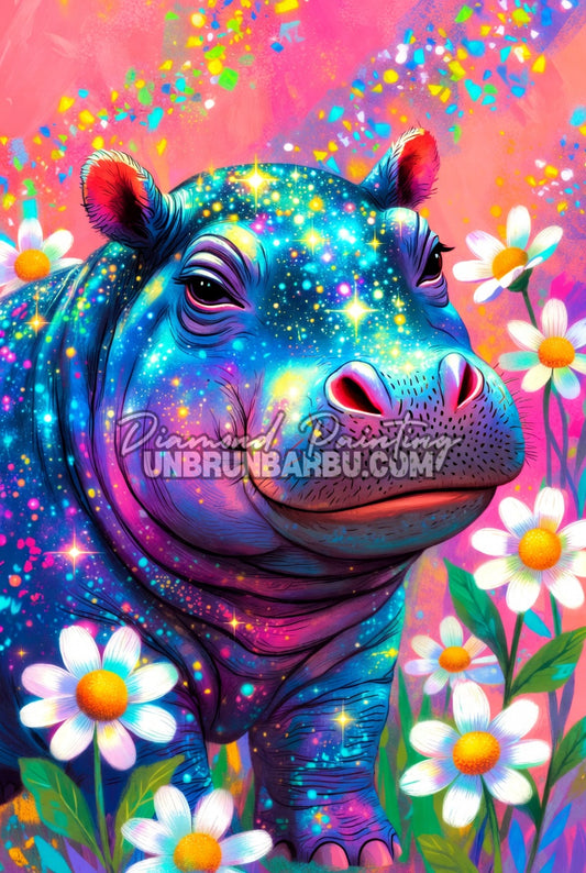 Diamond Painting - Hippopotame Rêve en Éclats (60cm x 90cm)
