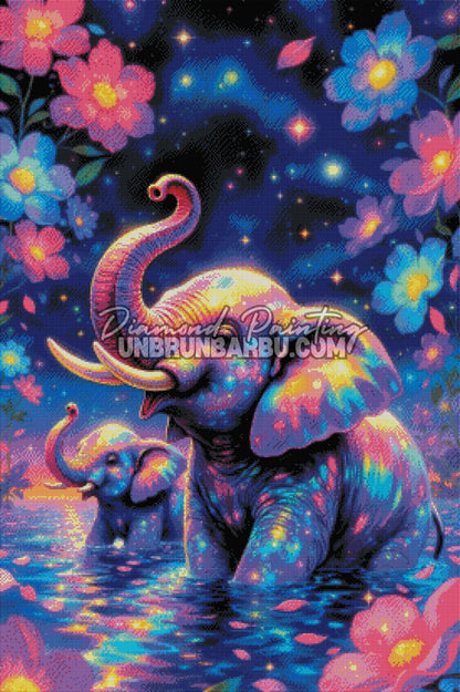 Diamond Painting - Instant Magique des Éléphants (70cm x 105cm)