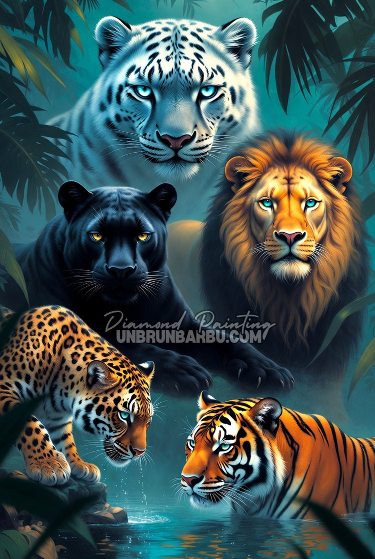 Diamond Painting - Légende des Cinq Félins (70cm X 105cm)
