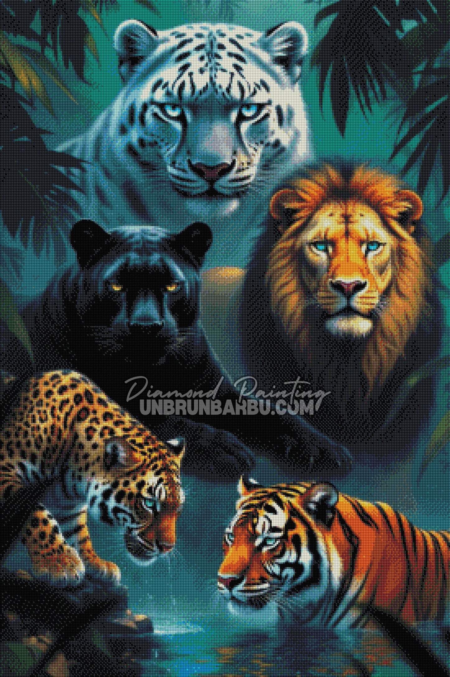 Diamond Painting - Légende des Cinq Félins (70cm X 105cm)