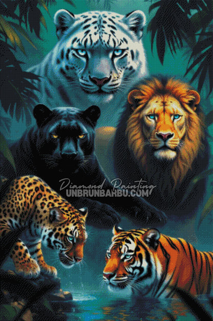 Diamond Painting - Légende des Cinq Félins (70cm X 105cm)