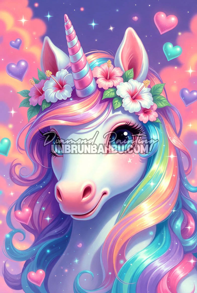 Diamond Painting - Licorne Cœur Pastel (60cm x 90cm)