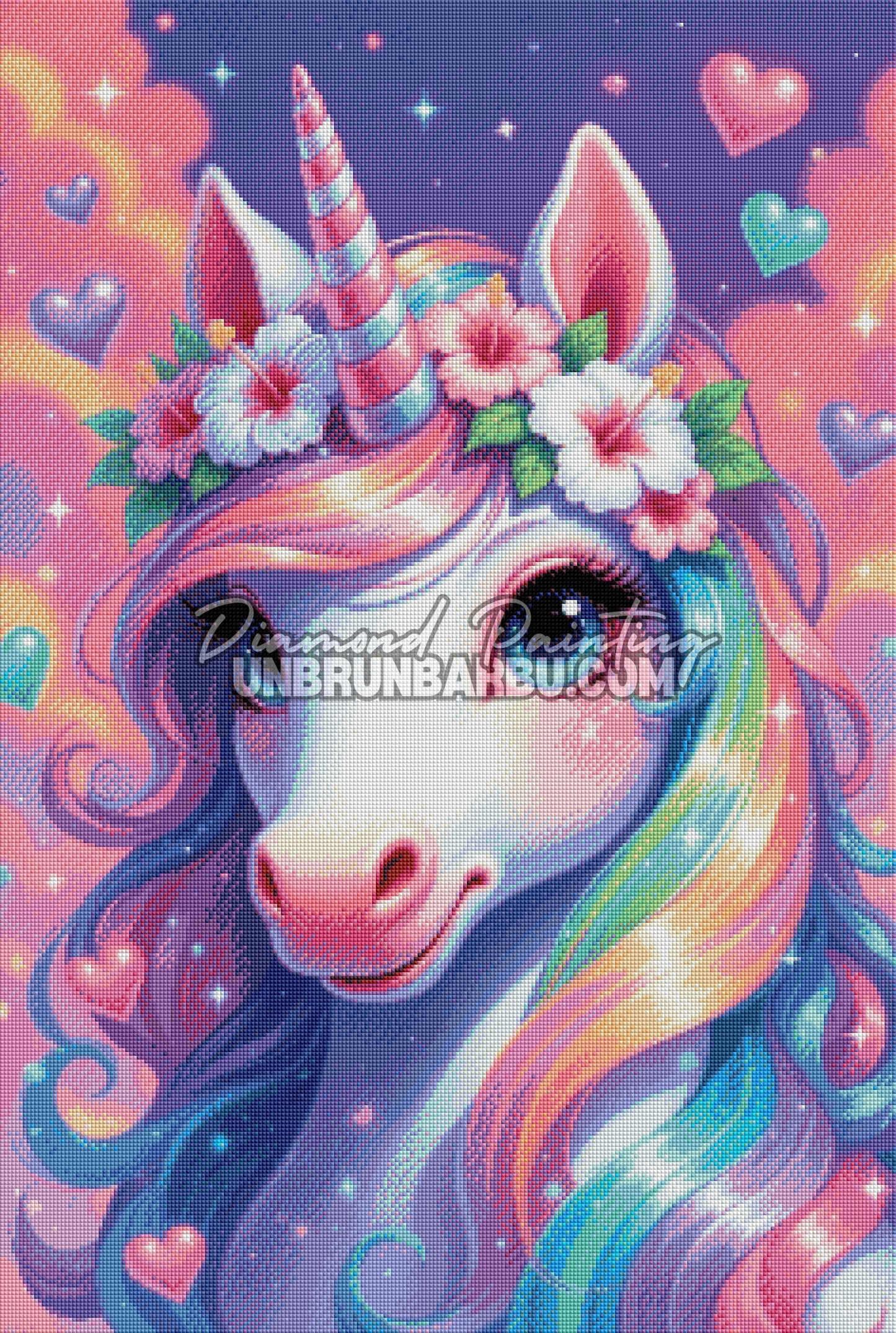 Diamond Painting - Licorne Cœur Pastel (60cm x 90cm)