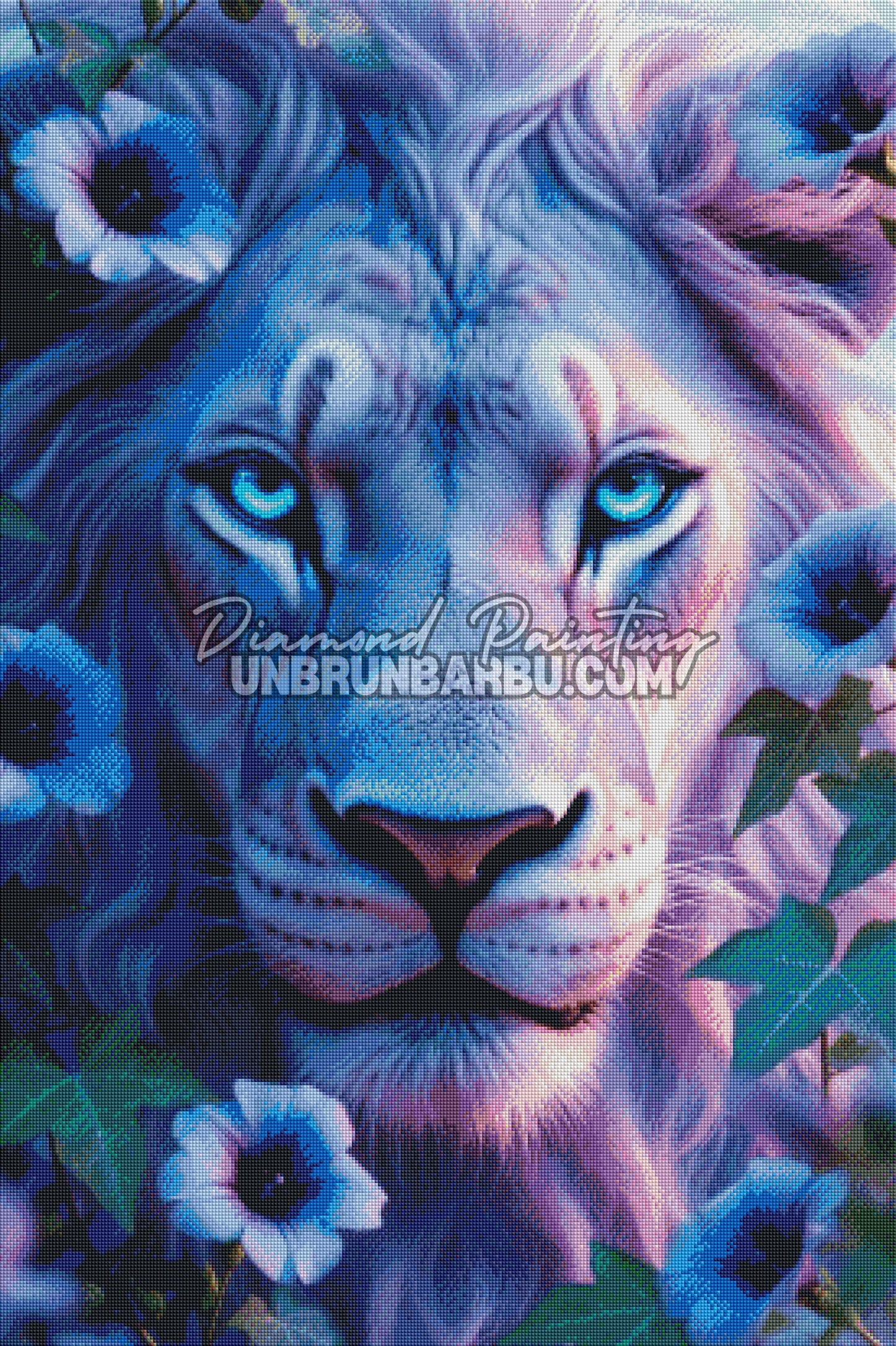 Diamond Painting - Lion de Cristal et de Pétales (70cm x 105cm)