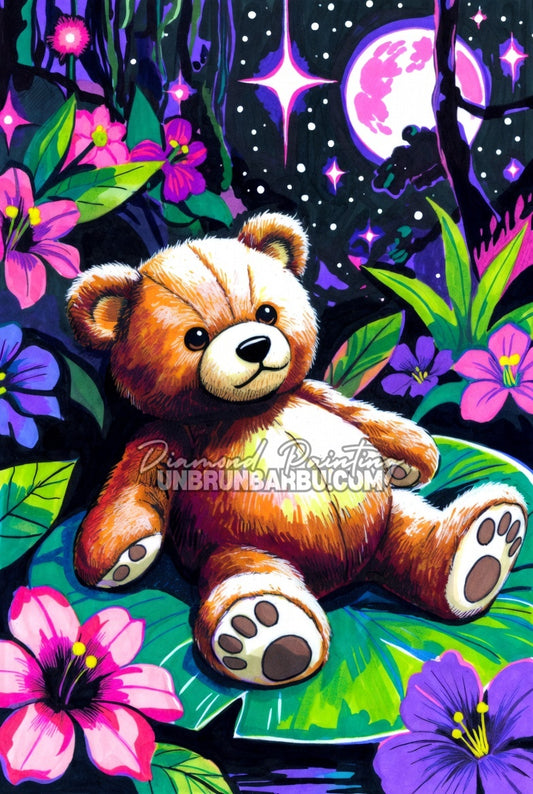 Diamond Painting - Nounours des Fleurs de Minuit (50cm x 75cm)
