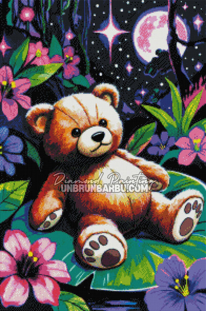 Diamond Painting - Nounours des Fleurs de Minuit (50cm x 75cm)