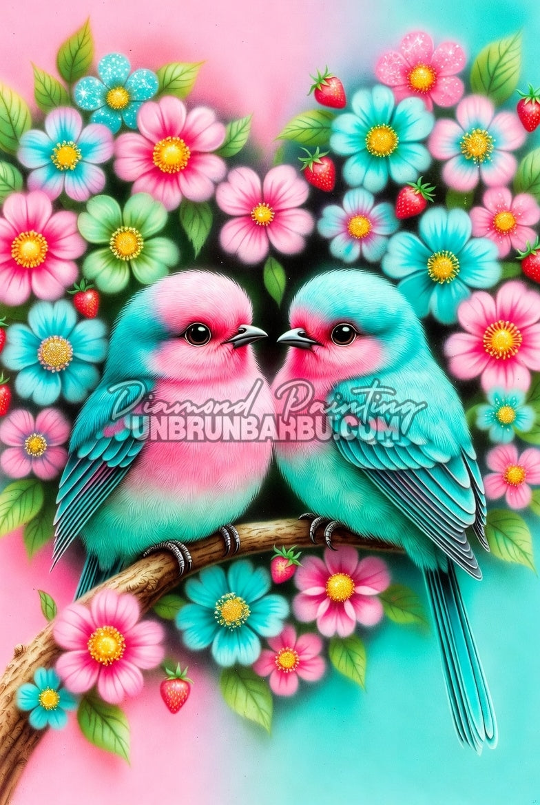 Diamond Painting - Oiseau Murmure des Deux Cœurs (70cm x 105cm)