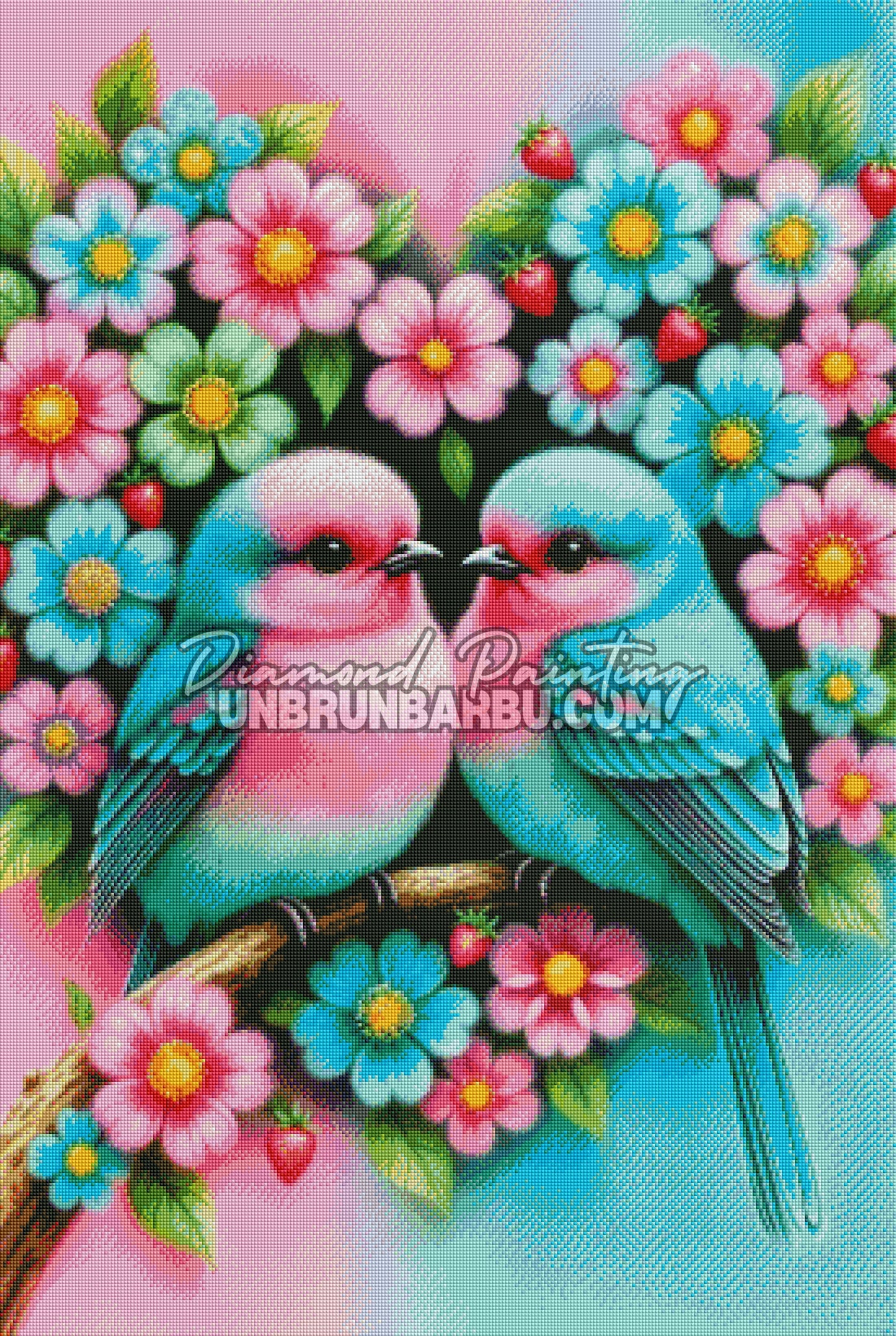 Diamond Painting - Oiseau Murmure des Deux Cœurs (70cm x 105cm)