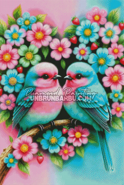Diamond Painting - Oiseau Murmure des Deux Cœurs (70cm x 105cm)