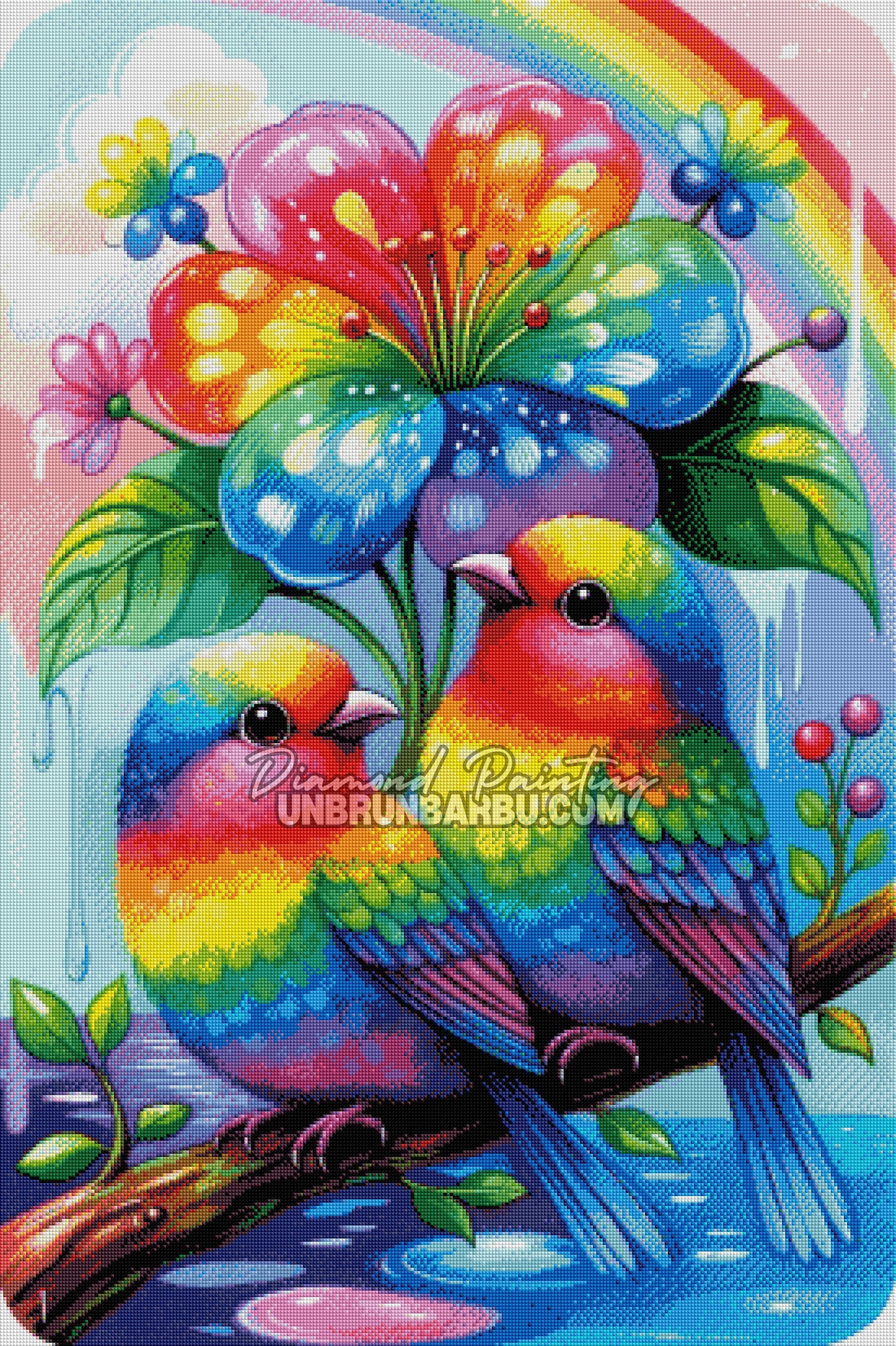 Diamond Painting -  Oiseaux Arc-en-Ciel (70cm x 105cm)