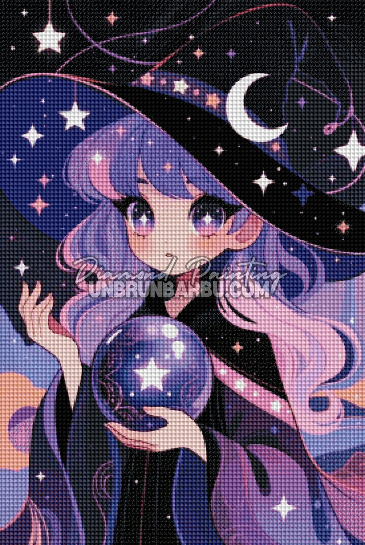 Diamond Painting - Ombrelune la Petite Sorcière des Étoiles (70cm x 105cm)