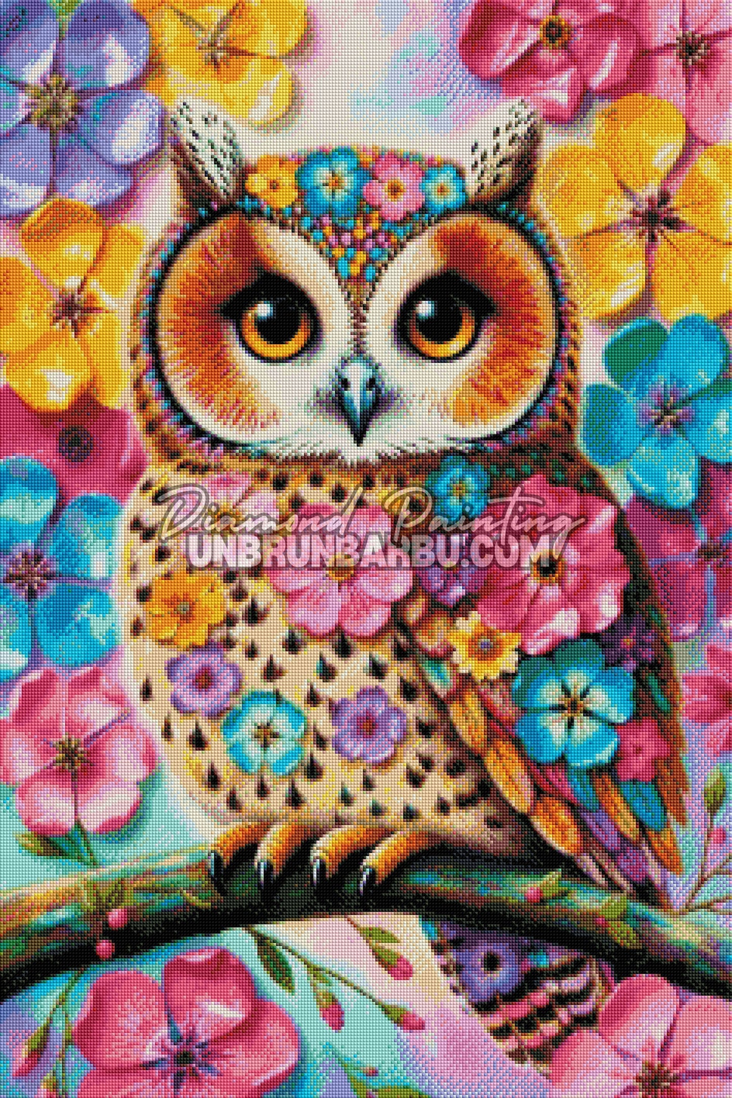 Diamond Painting - Symphonie Fleurie du Hibou Rêveur (60cm x 90cm)