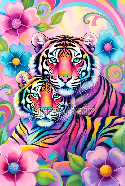 Diamond Painting - Tigres Pastel Harmonie Sauvage (70cm x 105cm)