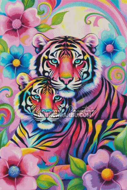 Diamond Painting - Tigres Pastel Harmonie Sauvage (70cm x 105cm)