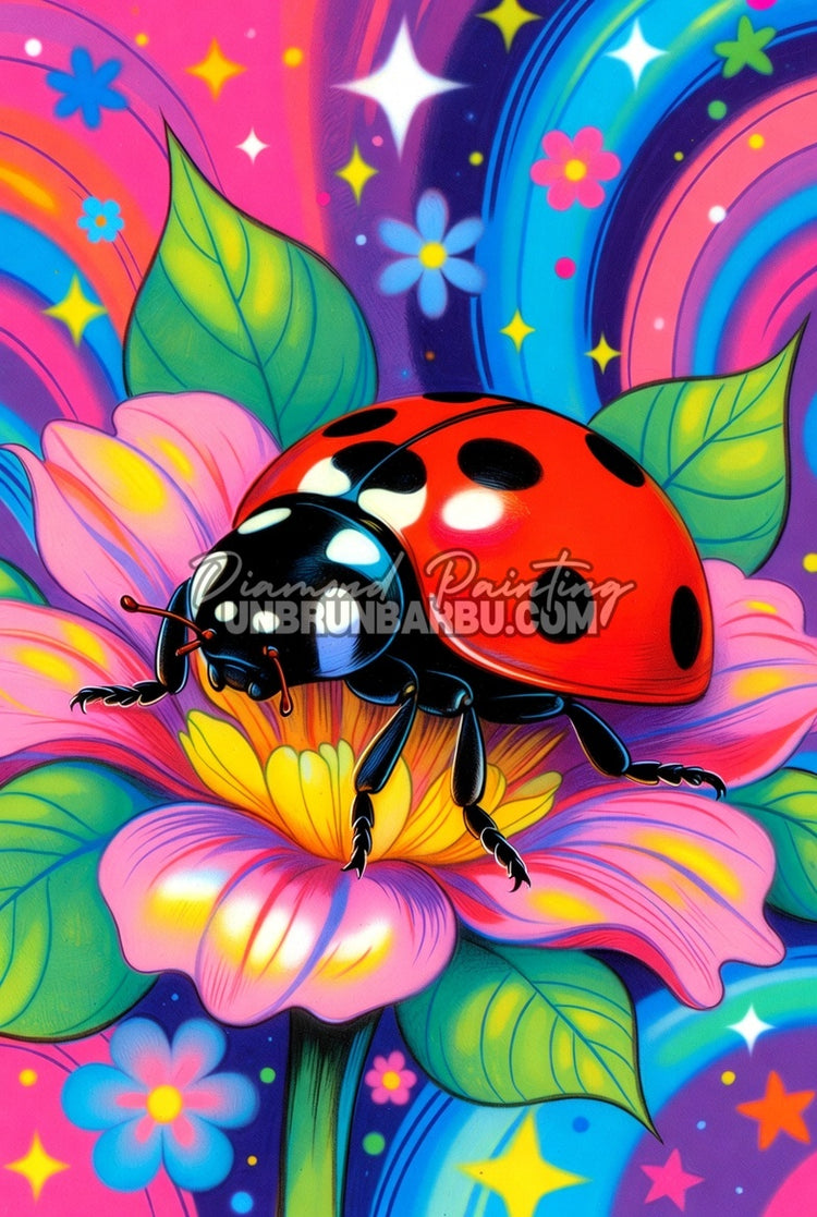 Diamond Painting – Chance Sur Fleur Coccinelle en Lumière (60cm x 90cm)