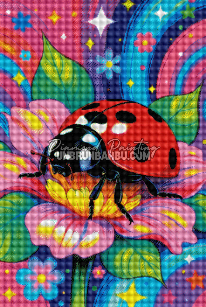 Diamond Painting – Chance Sur Fleur Coccinelle en Lumière (60cm x 90cm)