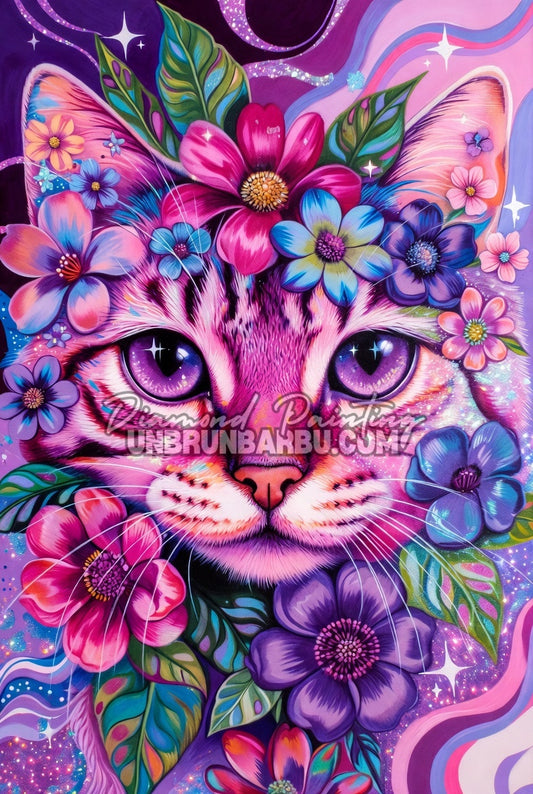 Diamond Painting – Chat Cœur de Pétunia (60cm x 90cm)