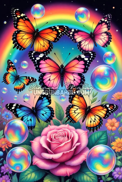 Diamond Painting – Papillons & Rose Éclat de Tendresse (80cm x 120cm)