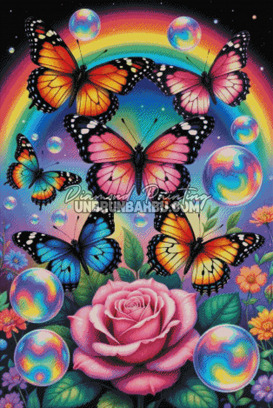 Diamond Painting – Papillons & Rose Éclat de Tendresse (80cm x 120cm)