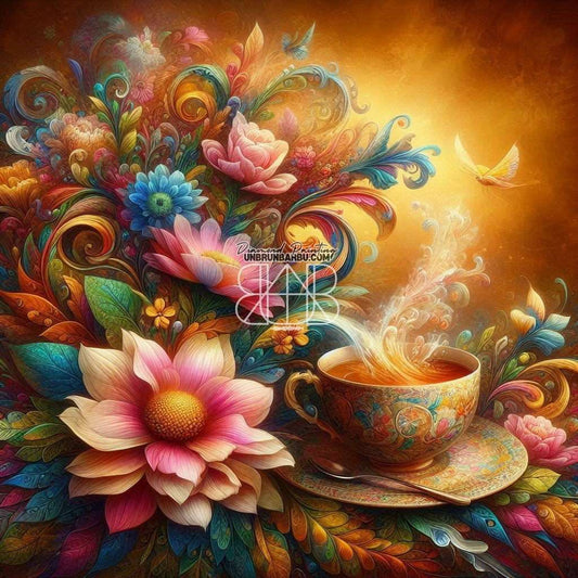 Éclat Floral Thé Enchanté (100cm x 100cm) - UnBrunBarbu