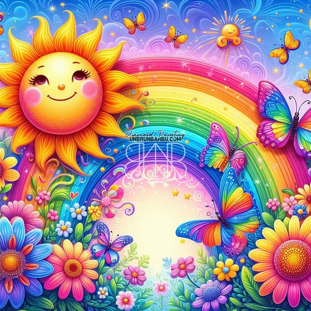 Éclat de Joie Arc-en-Ciel. (100cm x 100cm) - UnBrunBarbu