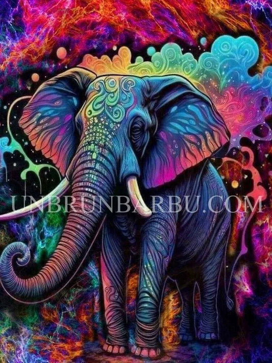 Éléphant Majestueux aux Couleurs Vibrantes. (60cm × 80cm). - UnBrunBarbu