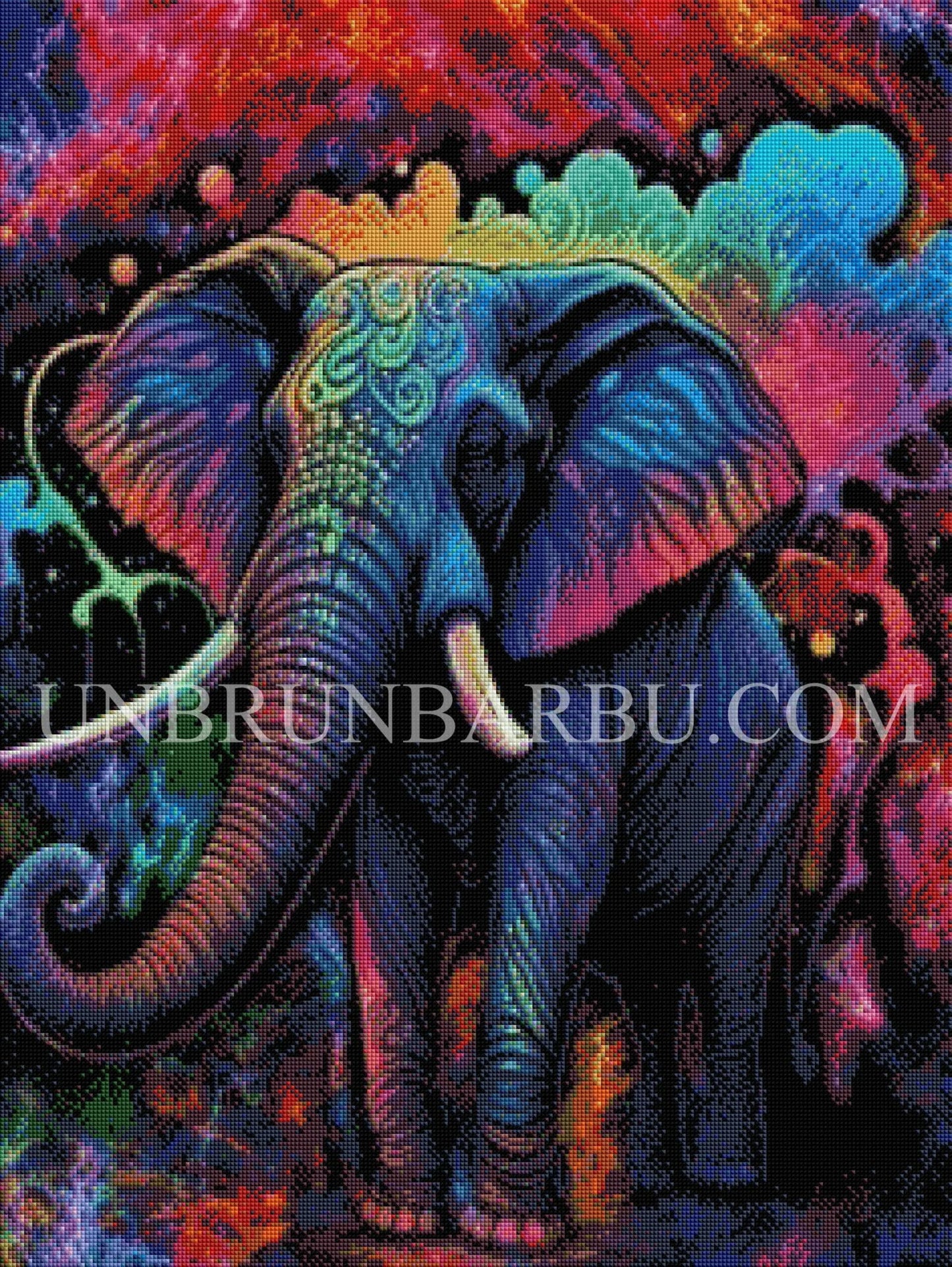 Éléphant Majestueux aux Couleurs Vibrantes. (60cm × 80cm). - UnBrunBarbu