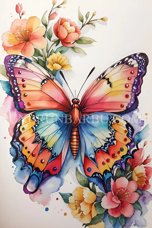 Évasion Pastel L’Élégance du Papillon. (50cm × 75cm). - UnBrunBarbu