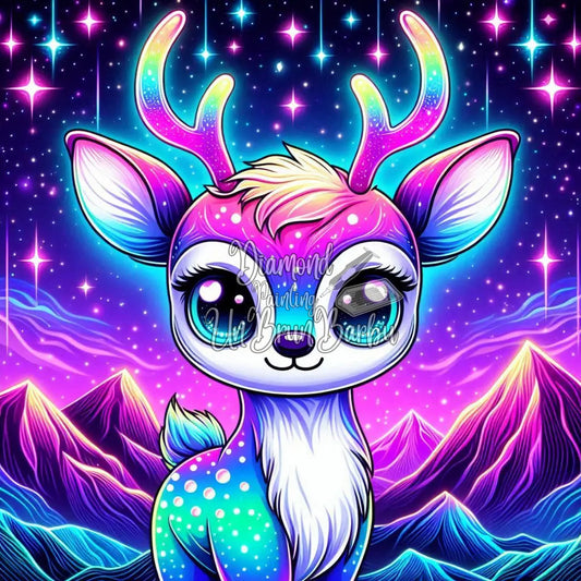 Faon Cosmique aux Bois Glacés (70cm x 70cm)