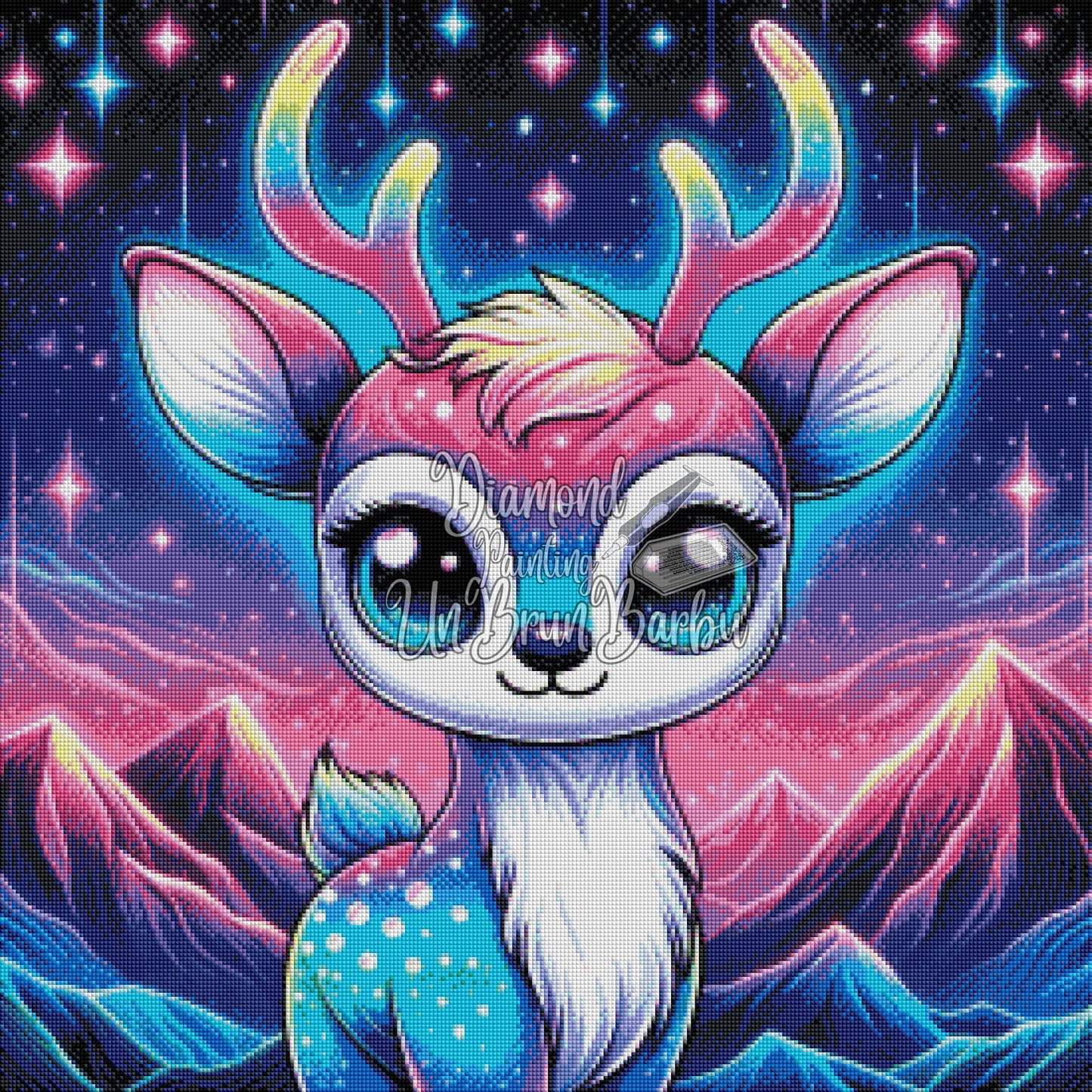 Faon Cosmique aux Bois Glacés (70cm x 70cm)