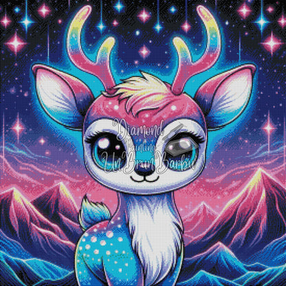 Faon Cosmique aux Bois Glacés (70cm x 70cm)