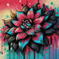 Fleur aux Coulures de Peinture (60cm x 60cm)
