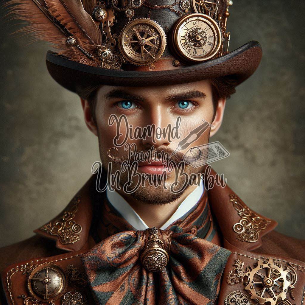 Gentleman Steampunk aux Yeux d'Azur (100cm x 100cm)