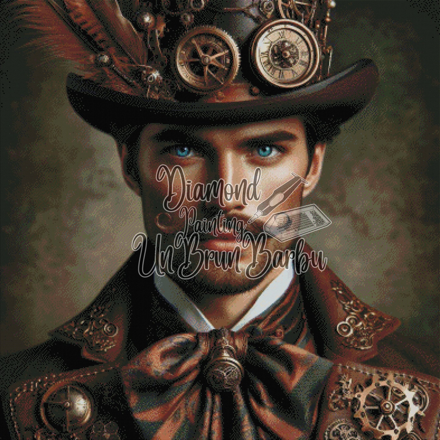 Gentleman Steampunk aux Yeux d'Azur (100cm x 100cm)