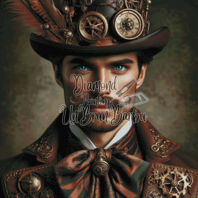 Gentleman Steampunk aux Yeux d'Azur (100cm x 100cm)
