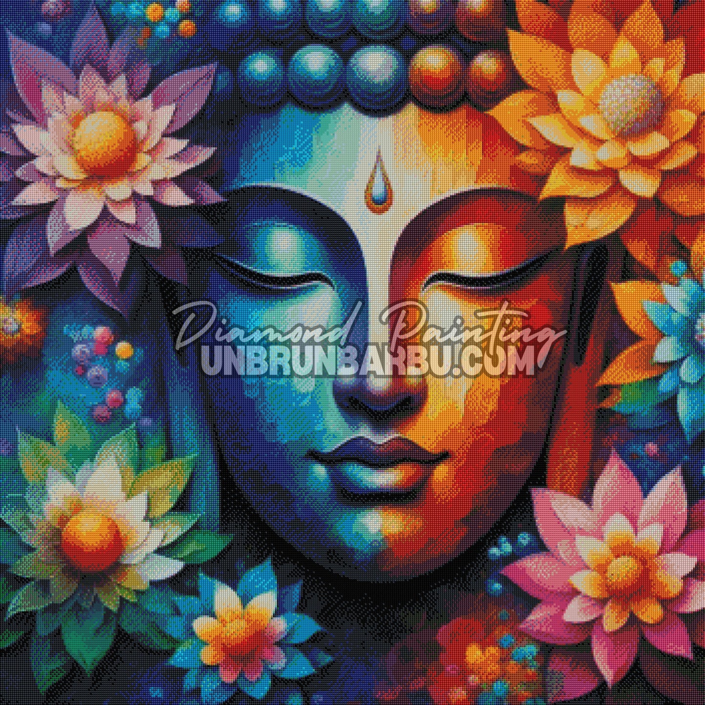 Harmonie du Bouddha Coloré (90cm x 90cm)