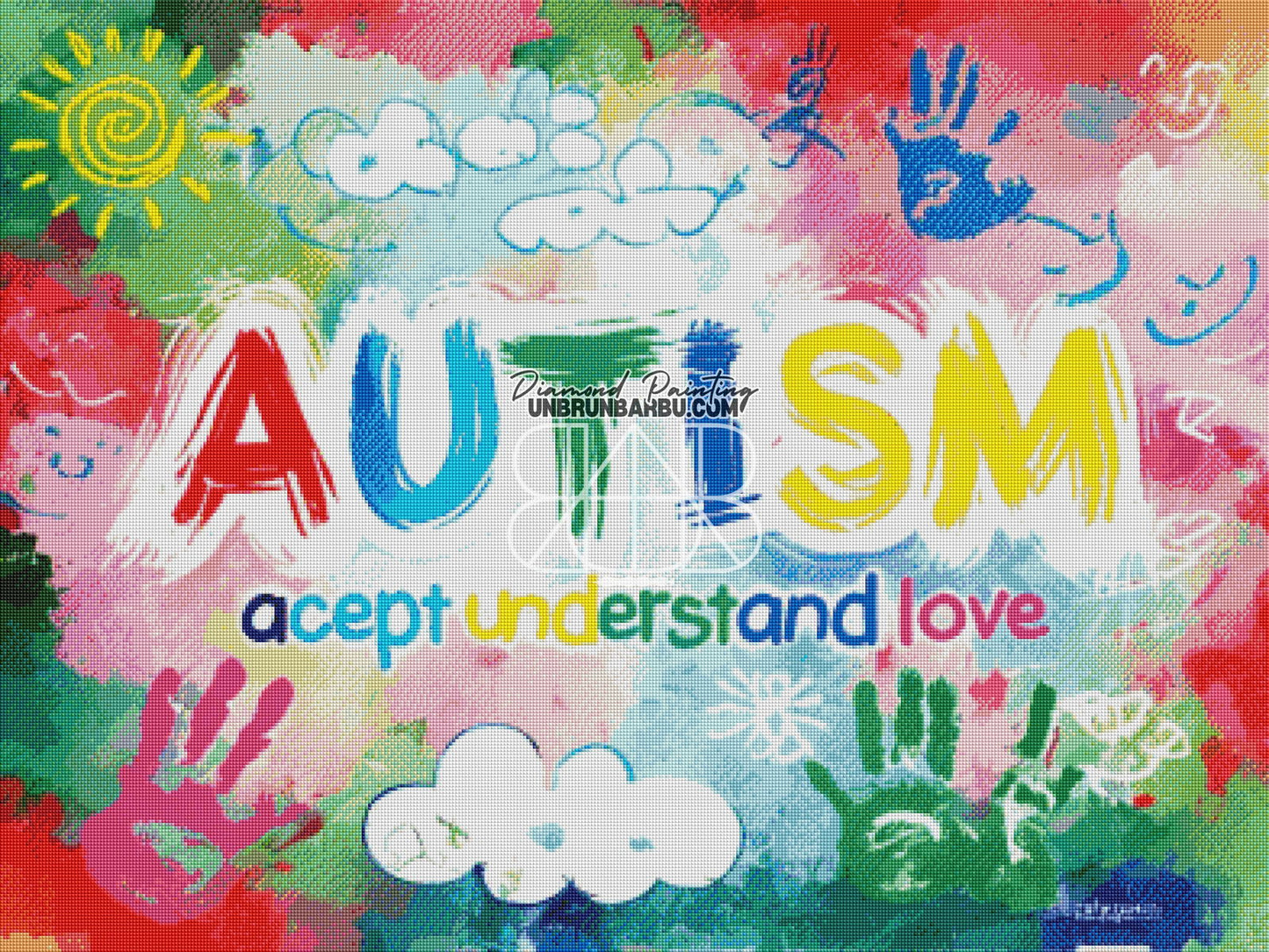 Inclusion Autistes. (100cm x 75cm) - UnBrunBarbu