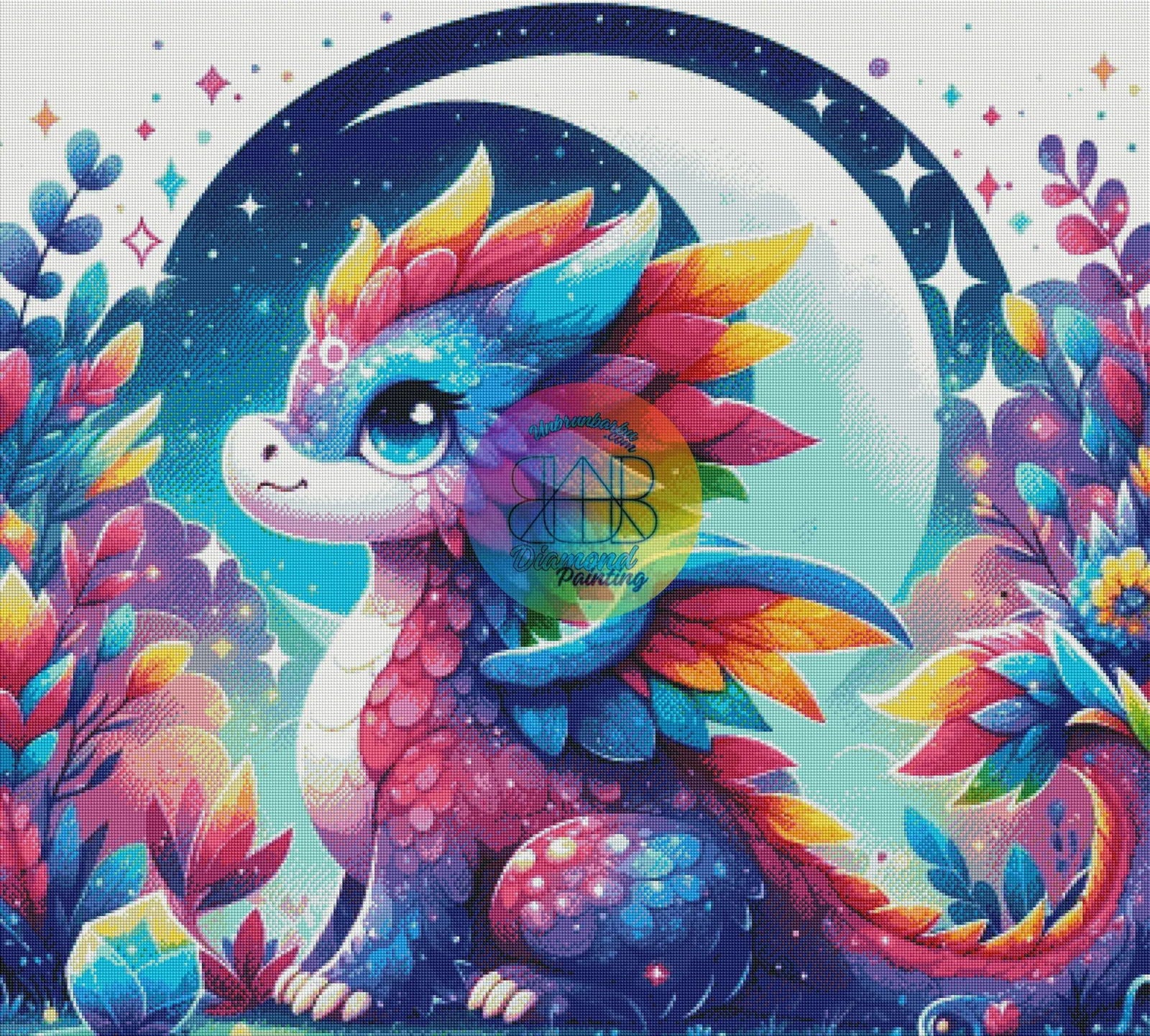 Jardin Enchanté du Dragon. (100cm x 90cm). - UnBrunBarbu