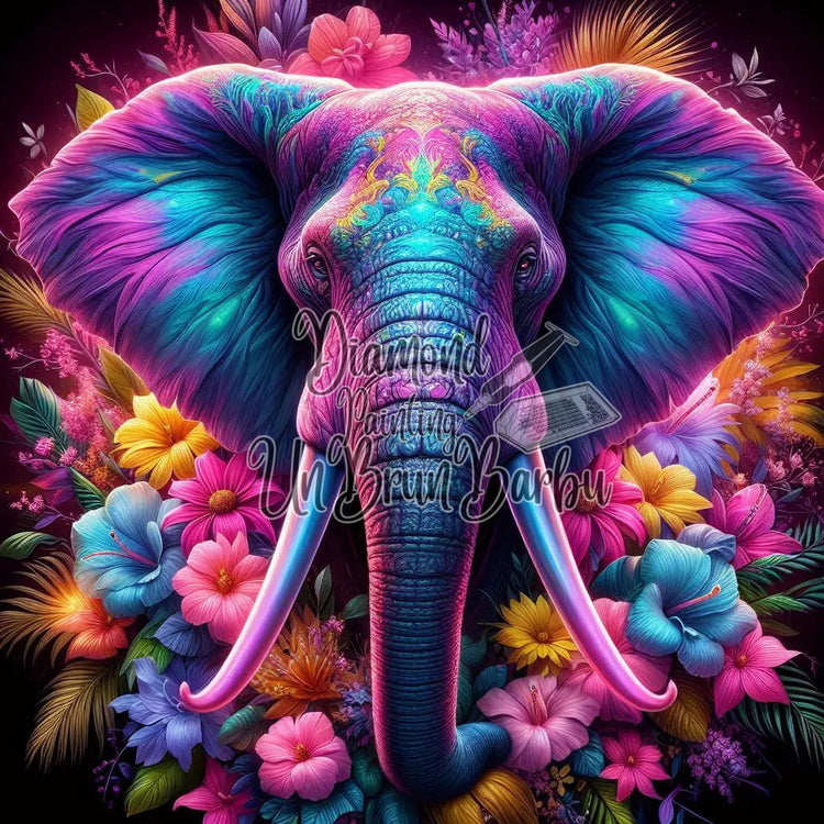 L'Éléphant Sacré aux Mille Couleurs (90cm x 90cm)