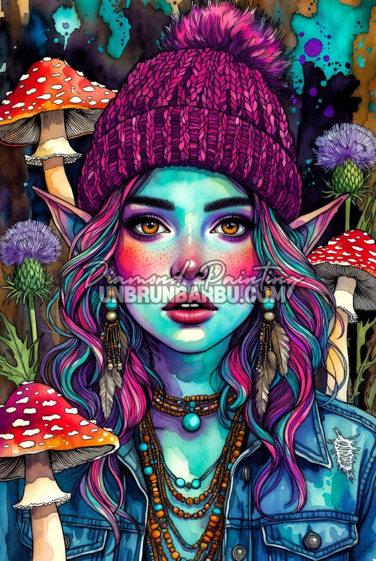 Diamond Painting - L'Elfe Bohème des Champignons Magiques (60cm x 90cm)