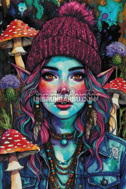 Diamond Painting - L'Elfe Bohème des Champignons Magiques (60cm x 90cm)