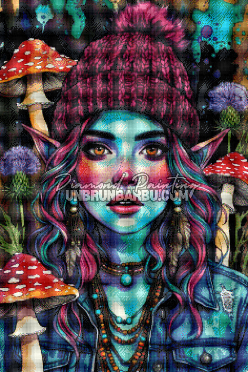 Diamond Painting - L'Elfe Bohème des Champignons Magiques (60cm x 90cm)
