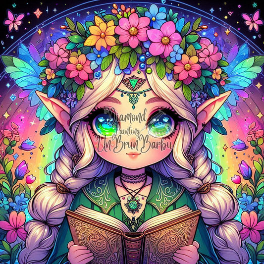 L’Elfe des Livres Enchantés (100cm x 100cm)