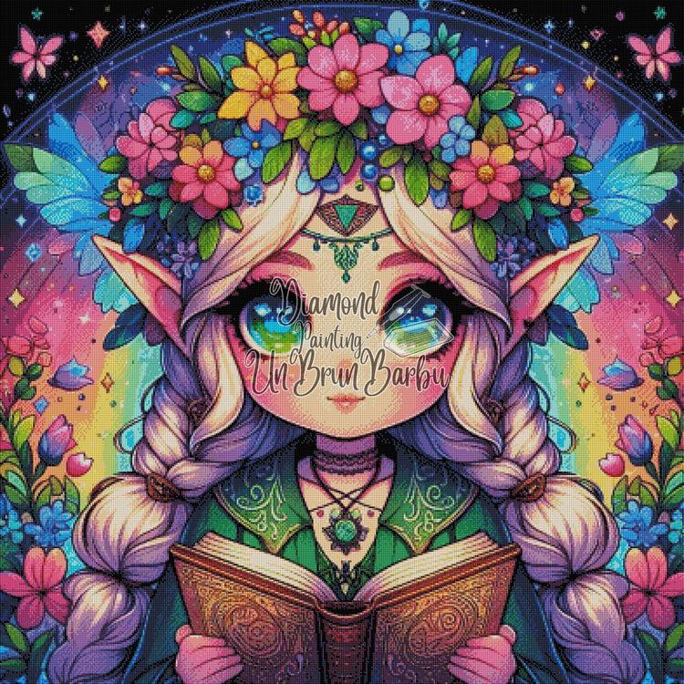 L’Elfe des Livres Enchantés (100cm x 100cm)