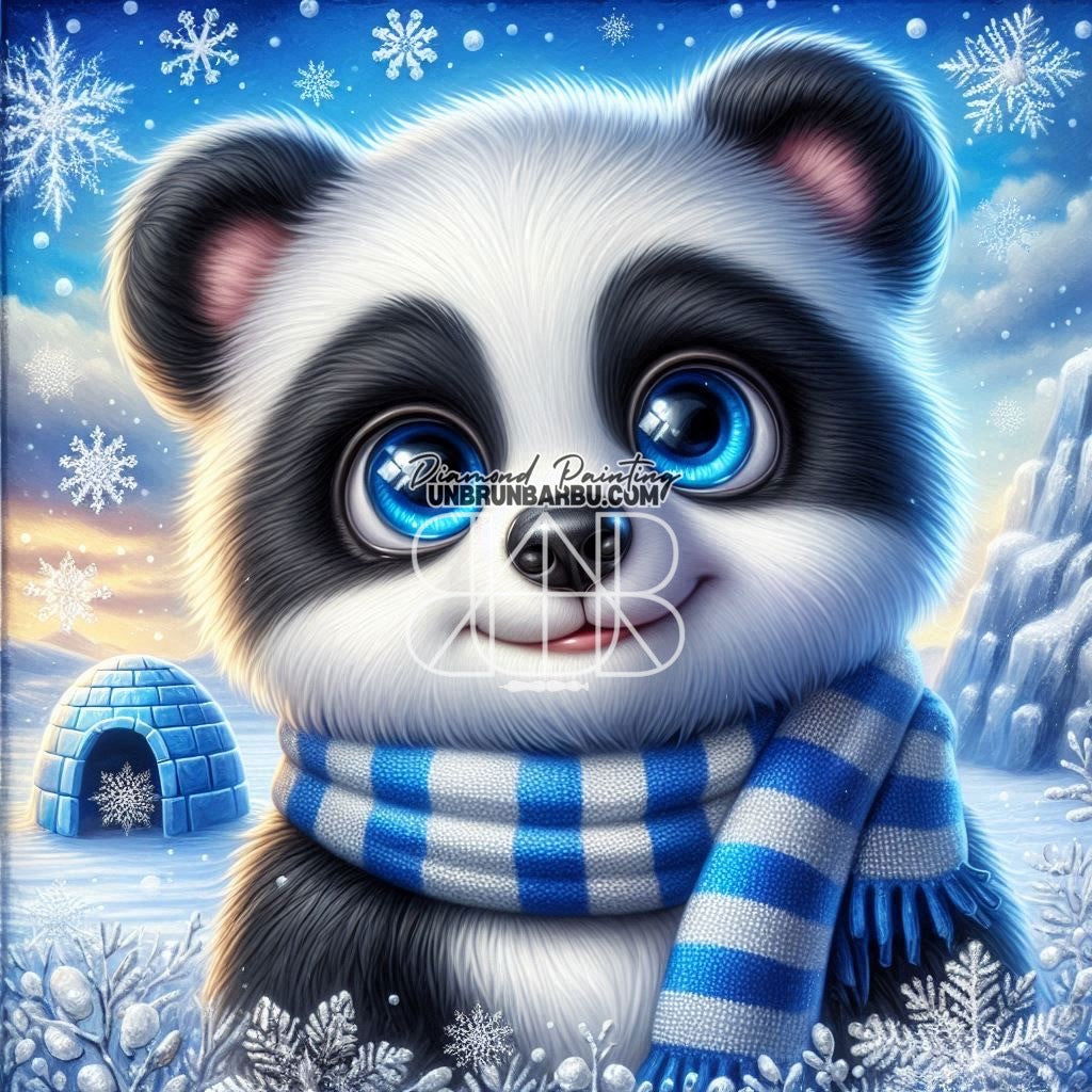 L'Hiver Enchanté du Panda (90cm x 90cm) - UnBrunBarbu