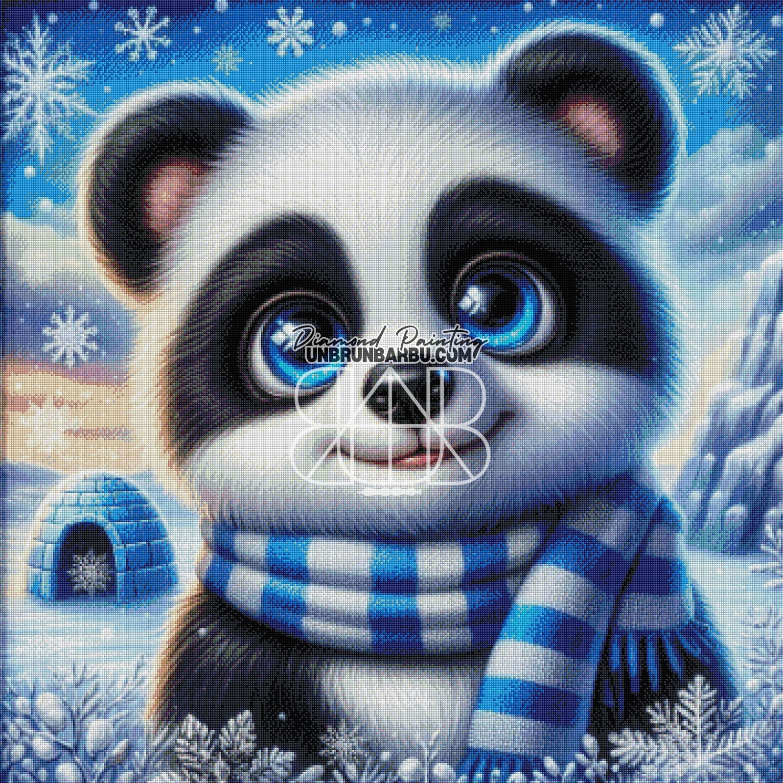 L'Hiver Enchanté du Panda (90cm x 90cm) - UnBrunBarbu