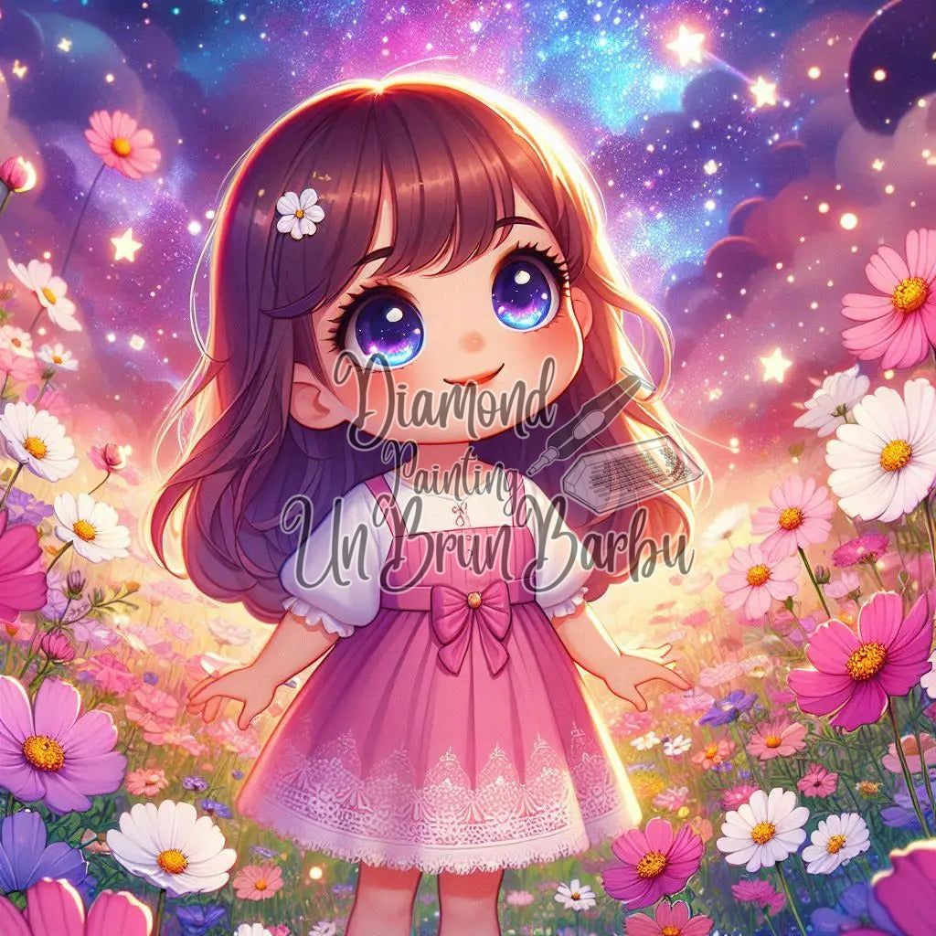 L'Innocence au Cœur de la Nuit Étoilée (100cm x 100cm)