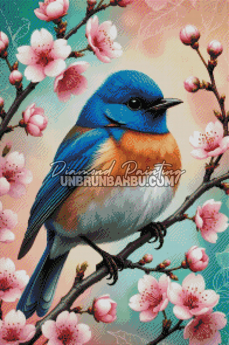 Diamond Painting - L'Oiseau Bleu du Printemps (50cm x 75cm)