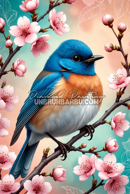 Diamond Painting - L'Oiseau Bleu du Printemps (50cm x 75cm)